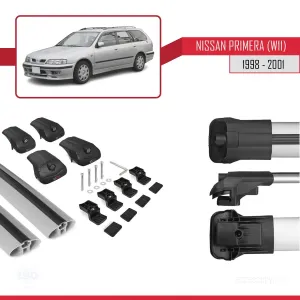 Nissan Primera (W11) 1998-2001 Arası ile uyumlu ACE-1 Ara Atkı Tavan Barı GRİ thumb 5