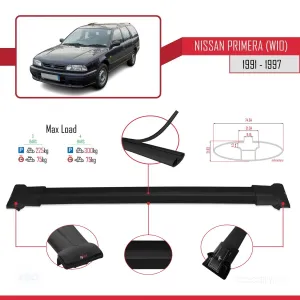Nissan Primera (W10) 1991-1997 Arası ile Uyumlu FLY Model Ara Atkı Tavan Barı SİYAH 3 ADET BAR thumb 4