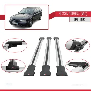 Nissan Primera (W10) 1991-1997 Arası ile Uyumlu FLY Model Ara Atkı Tavan Barı GRİ 3 ADET BAR thumb 5