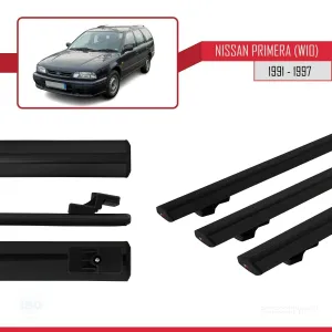 Nissan Primera (W10) 1991-1997 Arası ile uyumlu Basic Model Ara Atkı Tavan Barı SİYAH 3 ADET - Görsel 3