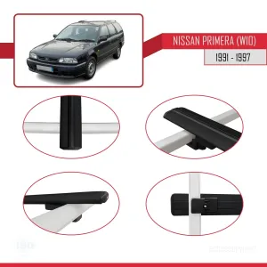 Nissan Primera (W10) 1991-1997 Arası ile uyumlu Basic Model Ara Atkı Tavan Barı SİYAH 3 ADET - Görsel 4