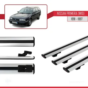 Nissan Primera (W10) 1991-1997 Arası ile uyumlu Basic Model Ara Atkı Tavan Barı GRİ 3 ADET - Görsel 3
