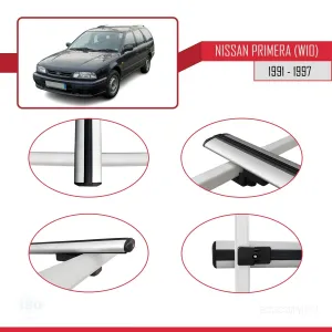 Nissan Primera (W10) 1991-1997 Arası ile uyumlu Basic Model Ara Atkı Tavan Barı GRİ 3 ADET - Görsel 4