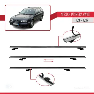 Nissan Primera (W10) 1991-1997 Arası ile uyumlu Basic Model Ara Atkı Tavan Barı GRİ 3 ADET - Görsel 5
