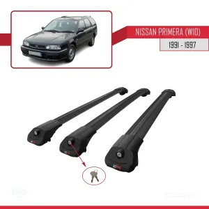 Nissan Primera (W10) 1991-1997 Arası ile uyumlu ACE-1 Ara Atkı Tavan Barı SİYAH 3 ADET BAR thumb 4