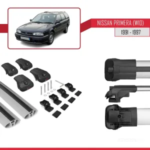 Nissan Primera (W10) 1991-1997 Arası ile uyumlu ACE-1 Ara Atkı Tavan Barı GRİ thumb 5