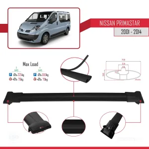 Nissan Primastar 2001-2014 Arası ile uyumlu FLY Model Ara Atkı Tavan Barı SİYAH 3 ADET BAR - Görsel 4