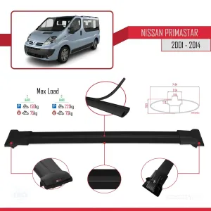 Nissan Primastar 2001-2014 Arası ile uyumlu FLY Model Ara Atkı Tavan Barı SİYAH thumb 4