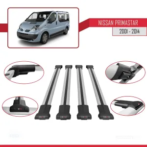 Nissan Primastar 2001-2014 Arası ile uyumlu FLY Model Ara Atkı Tavan Barı GRİ 4 ADET BAR - Görsel 5