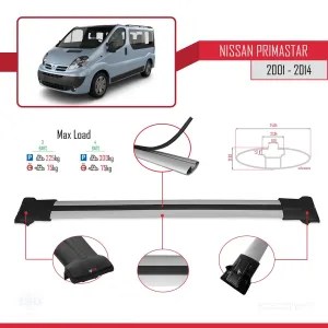 Nissan Primastar 2001-2014 Arası ile uyumlu FLY Model Ara Atkı Tavan Barı GRİ 3 ADET BAR - Görsel 4