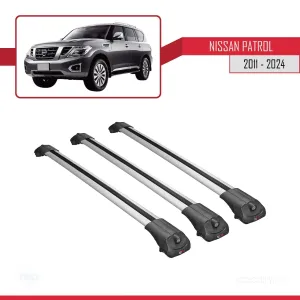Nissan Patrol Y62 2011 ve Sonrası ile uyumlu ACE-1 Ara Atkı Tavan Barı GRİ 3 ADET BAR thumb 3