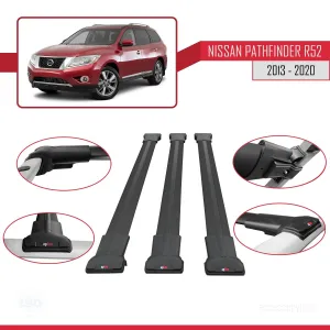 Nissan Pathfinder (R52) 2013-2020 Arası ile Uyumlu FLY Model Ara Atkı Tavan Barı SİYAH 3 ADET BAR thumb 5