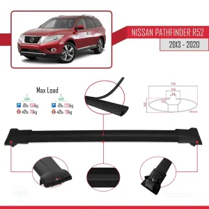 Nissan Pathfinder (R52) 2013-2020 Arası ile uyumlu FLY Model Ara Atkı Tavan Barı SİYAH - Görsel 4