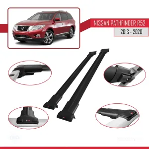 Nissan Pathfinder (R52) 2013-2020 Arası ile uyumlu FLY Model Ara Atkı Tavan Barı SİYAH - Görsel 5