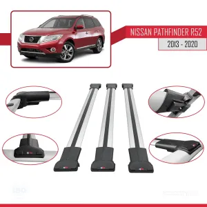 Nissan Pathfinder (R52) 2013-2020 Arası ile Uyumlu FLY Model Ara Atkı Tavan Barı GRİ 3 ADET BAR thumb 5