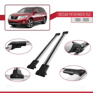 Nissan Pathfinder (R52) 2013-2020 Arası ile uyumlu FLY Model Ara Atkı Tavan Barı GRİ - Görsel 5