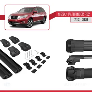 Nissan Pathfinder (R52) 2013-2020 Arası ile uyumlu ACE-1 Ara Atkı Tavan Barı SİYAH - Görsel 5