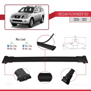 Nissan Pathfinder (R51) 2004-2012 Arası ile uyumlu FLY Model Ara Atkı Tavan Barı SİYAH - Görsel 4