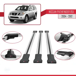 Nissan Pathfinder (R51) 2004-2012 Arası ile Uyumlu FLY Model Ara Atkı Tavan Barı GRİ 3 ADET BAR - Görsel 5