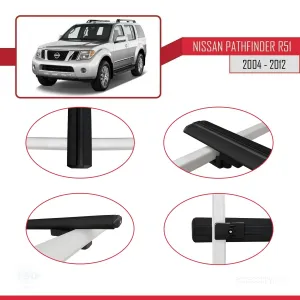 Nissan Pathfinder (R51) 2004-2012 Arası ile uyumlu Basic Model Ara Atkı Tavan Barı SİYAH 3 ADET - Görsel 4