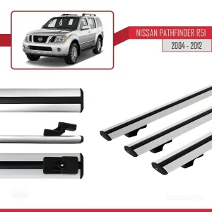 Nissan Pathfinder (R51) 2004-2012 Arası ile uyumlu Basic Model Ara Atkı Tavan Barı GRİ 3 ADET - Görsel 3