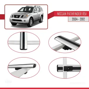 Nissan Pathfinder (R51) 2004-2012 Arası ile uyumlu Basic Model Ara Atkı Tavan Barı GRİ 3 ADET - Görsel 4