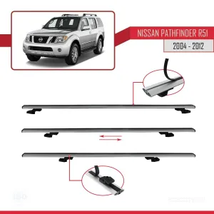 Nissan Pathfinder (R51) 2004-2012 Arası ile uyumlu Basic Model Ara Atkı Tavan Barı GRİ 3 ADET - Görsel 5