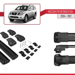 Nissan Pathfinder (R51) 2004-2012 Arası ile uyumlu ACE-1 Ara Atkı Tavan Barı SİYAH - Görsel 5