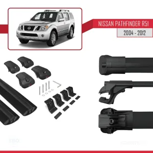 Nissan Pathfinder (R51) 2004-2012 Arası ile uyumlu ACE-1 Ara Atkı Tavan Barı SİYAH - Görsel 5