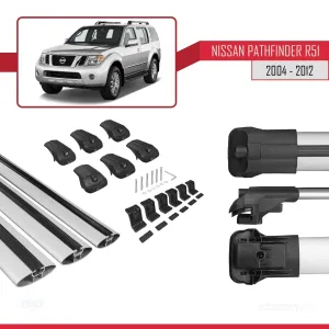 Nissan Pathfinder (R51) 2004-2012 Arası ile uyumlu ACE-1 Ara Atkı Tavan Barı GRİ 3 ADET BAR thumb 5