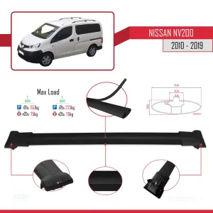 Nissan NV200 2010-2019 Arası ile uyumlu FLY Model Ara Atkı Tavan Barı SİYAH - Görsel 4