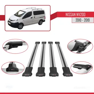 Nissan NV200 2010-2019 Arası ile uyumlu FLY Model Ara Atkı Tavan Barı GRİ 4 ADET BAR thumb 5