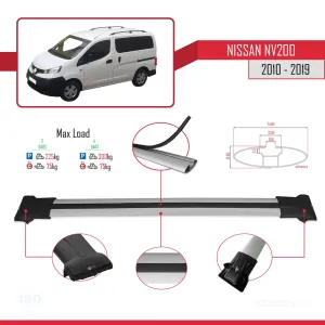 Nissan NV200 2010-2019 Arası ile uyumlu FLY Model Ara Atkı Tavan Barı GRİ 3 ADET BAR thumb 4