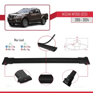 Nissan NP300 (D23) 2015 ve Sonrası ile Uyumlu FLY Model Ara Atkı Tavan Barı SİYAH 3 ADET BAR thumb 4