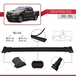 Nissan NP300 (D23) 2015-2021 ile Uyumlu FLY Model Ara Atkı Tavan Barı SİYAH - Görsel 4