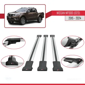 Nissan NP300 (D23) 2015 ve Sonrası ile Uyumlu FLY Model Ara Atkı Tavan Barı GRİ 3 ADET BAR thumb 5