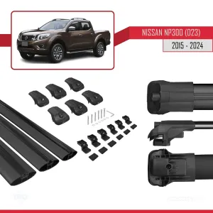 Nissan NP300 (D23) 2015 ve Sonrası ile uyumlu ACE-1 Ara Atkı Tavan Barı SİYAH 3 ADET BAR thumb 5