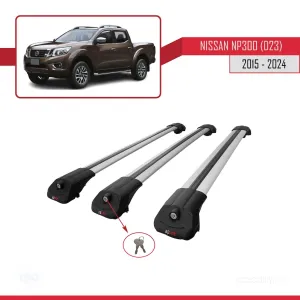 Nissan NP300 (D23) 2015 ve Sonrası ile uyumlu ACE-1 Ara Atkı Tavan Barı GRİ 3 ADET BAR thumb 4