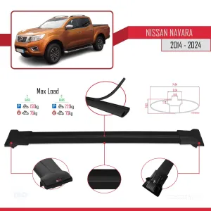 Nissan Navara 2014 ve Sonrası ile Uyumlu FLY Model Ara Atkı Tavan Barı SİYAH - Görsel 5