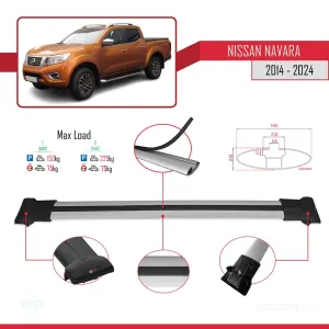 Nissan Navara 2014 ve Sonrası ile Uyumlu FLY Model Ara Atkı Tavan Barı GRİ - Görsel 5