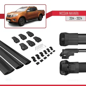 Nissan Navara 2014 ve Sonrası ile uyumlu ACE-1 Ara Atkı Tavan Barı SİYAH 3 ADET BAR thumb 5