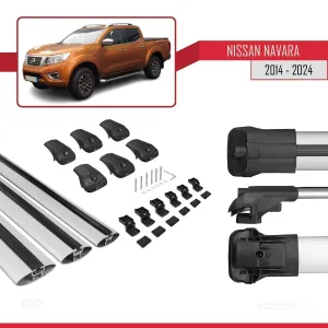 Nissan Navara 2014 ve Sonrası ile uyumlu ACE-1 Ara Atkı Tavan Barı GRİ 3 ADET BAR thumb 5