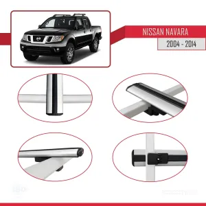 Nissan Navara 2004-2014 Arası ile uyumlu Basic Model Ara Atkı Tavan Barı GRİ 3 ADET - Görsel 4