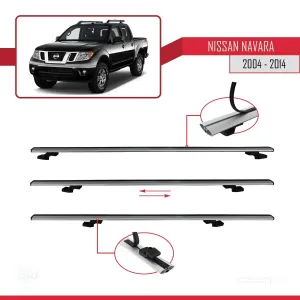 Nissan Navara 2004-2014 Arası ile uyumlu Basic Model Ara Atkı Tavan Barı GRİ 3 ADET - Görsel 5