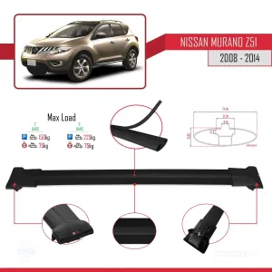 Nissan Murano (Z51) 2008-2014 Arası ile uyumlu FLY Model Ara Atkı Tavan Barı SİYAH - Görsel 4