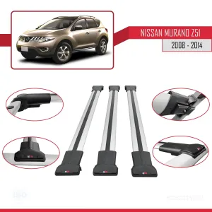 Nissan Murano (Z51) 2008-2014 Arası ile Uyumlu FLY Model Ara Atkı Tavan Barı GRİ 3 ADET BAR thumb 5