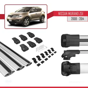 Nissan Murano (Z51) 2008-2014 Arası ile uyumlu ACE-1 Ara Atkı Tavan Barı GRİ 3 ADET BAR thumb 5