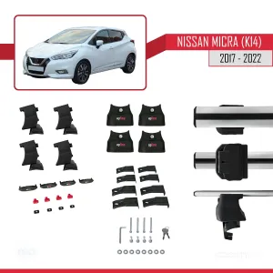 Nissan Micra / March (K14) 2017-2022 Arası ile uyumlu ACE-4 Ara Atkı Tavan Barı GRİ thumb 4