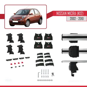 Nissan Micra / March (K12) 2002-2010 Arası ile uyumlu ACE-4 Ara Atkı Tavan Barı GRİ thumb 4