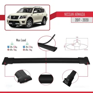 Nissan Armada Y62 2017-2020 Arası ile uyumlu FLY Model Ara Atkı Tavan Barı SİYAH - Görsel 4